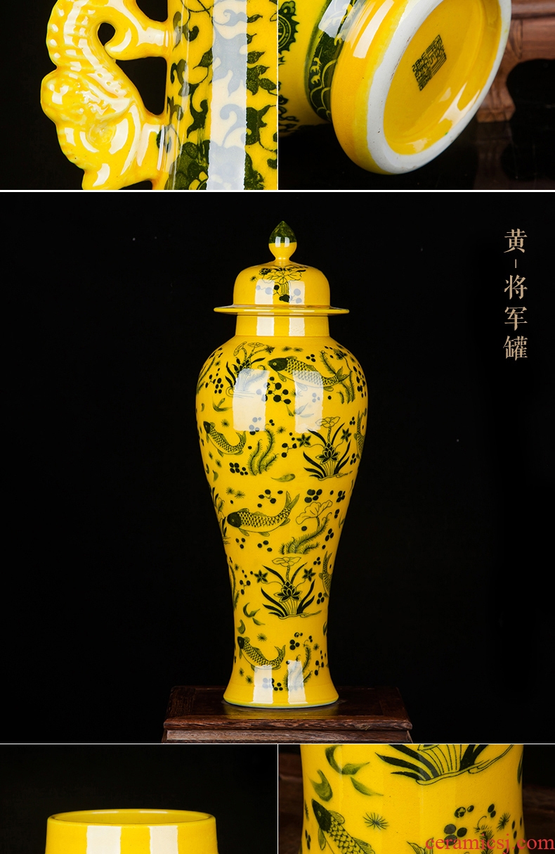 Jingdezhen ceramics landing big vase furnishing articles of new Chinese style household villa living room decoration decoration opening gifts - 542589418823