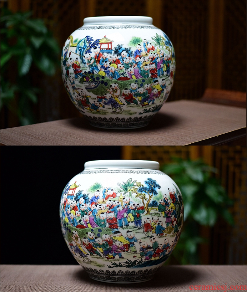 Jingdezhen ceramics hand - carved antique Chinese shadow blue glaze vase home furnishing articles large sitting room - 572498057078