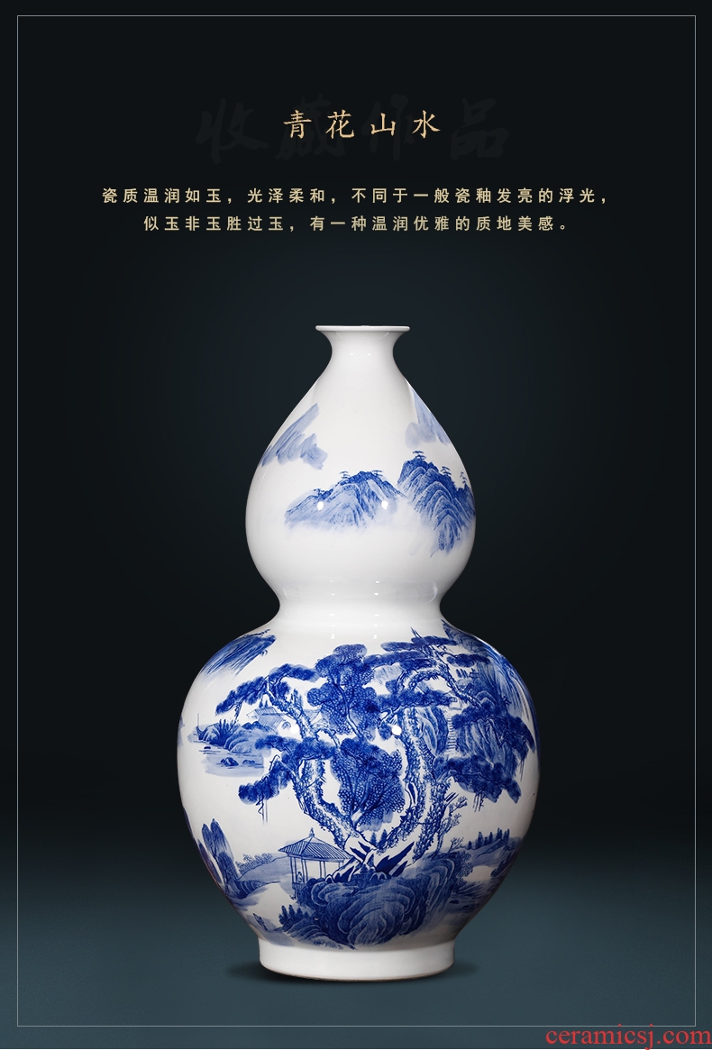 Jingdezhen big hand paint ceramic vase furnishing articles sitting room be born Chinese celadon decoration hotels high - grade decoration - 575523059976