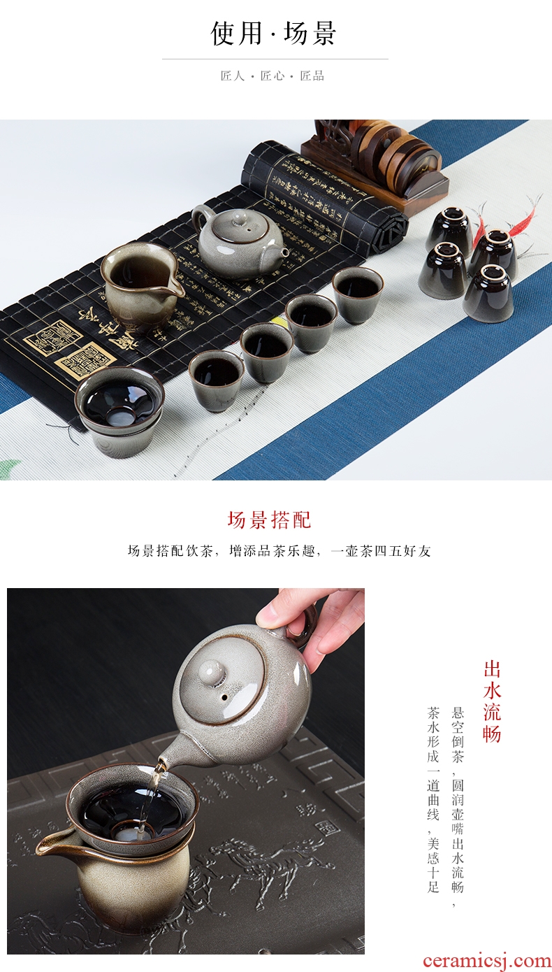 Ronkin Japanese ceramics kung fu tea set suit household contracted up teapot teacup I sitting room tea