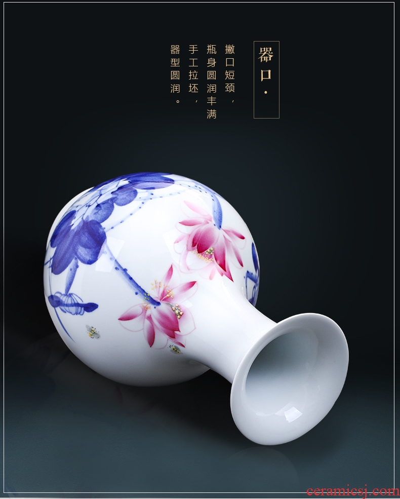 Jingdezhen ceramics hand - made of blue and white porcelain vases, flower arrangement furnishing articles furnishing articles antique Chinese style porch sitting room decoration