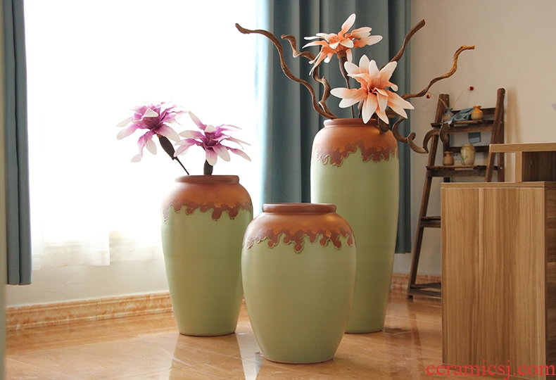 Jingdezhen ceramics powder enamel peony flowers precious gourd of large vases, modern Chinese style household furnishing articles - 534927796042