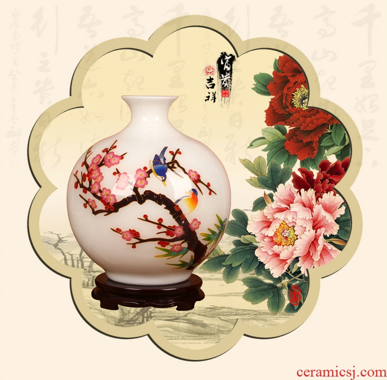 Jingdezhen ceramics vase Chinese penjing flower arranging large three - piece wine cabinet decoration plate household decoration - 40493137518