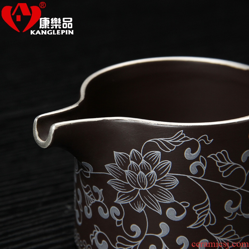 Recreational product office yixing purple sand kung fu tea set with Chinese style mercifully of a complete set of silver teapot teacup household ceramics