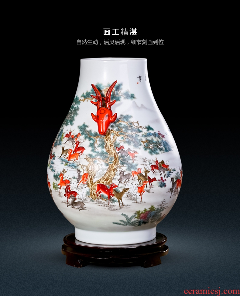 Jingdezhen ceramics vase large sitting room place flower arrangement of Chinese style household wine porch decoration TV ark - 36154757716