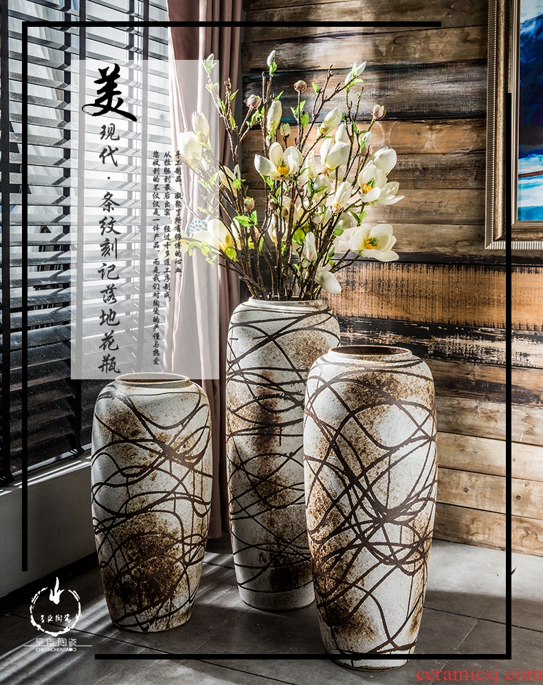 Jingdezhen ceramics archaize sitting room place flower arrangement craft landing big blue and white porcelain vase vase decoration - 563551930039