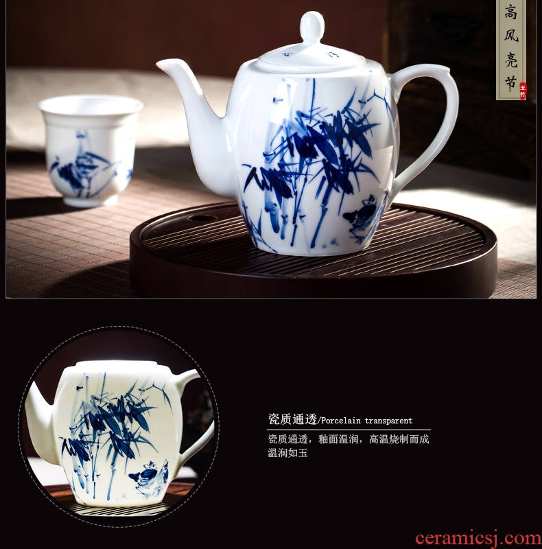 Jingdezhen ceramic high-capacity cool household single pot of hand-painted kung fu tea tea kettle narrow single pot teapot