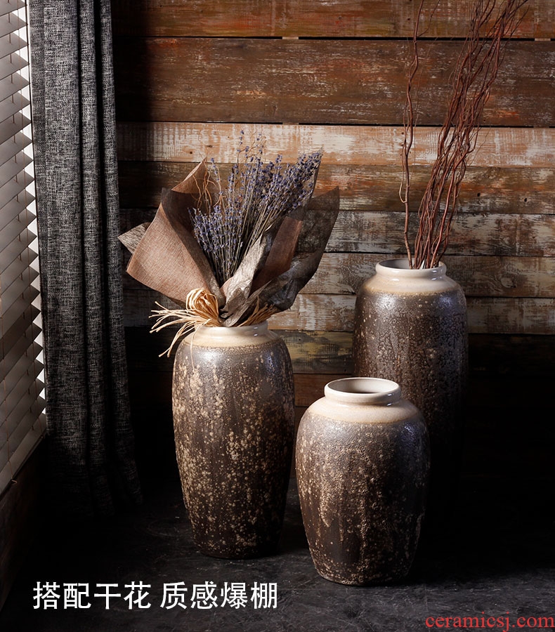 Jingdezhen ceramic vase landing European I and contracted sitting room TV ark, creative dry flower arranging flowers large furnishing articles - 537400977032
