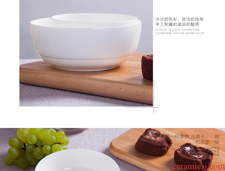 Pure white ipads porcelain rice bowls of jingdezhen household ceramics tableware rainbow such use salad bowl Chinese Korean bowl dessert bowls