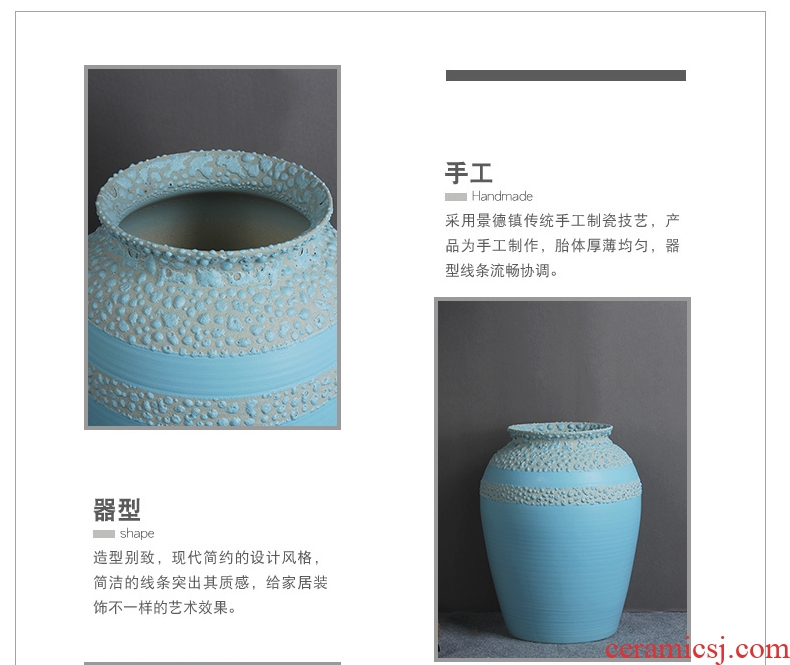 Modern European ceramic vase color glaze up landing vase sitting room hotel villa place big vase retro - 556486484510