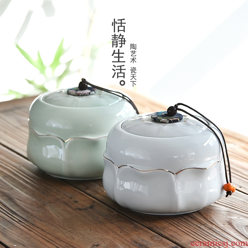 Quiet life see colour caddy fixings celadon ceramic seal storage tank ceramic large - sized half jins of puer tea pot