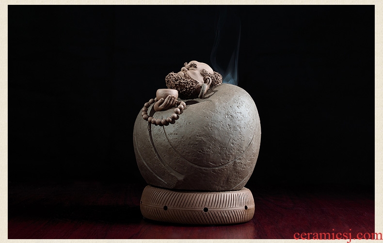 Oriental soil archaize ceramic purple dharma censer household indoor zen sandalwood sedative plate of aromatic incense buner