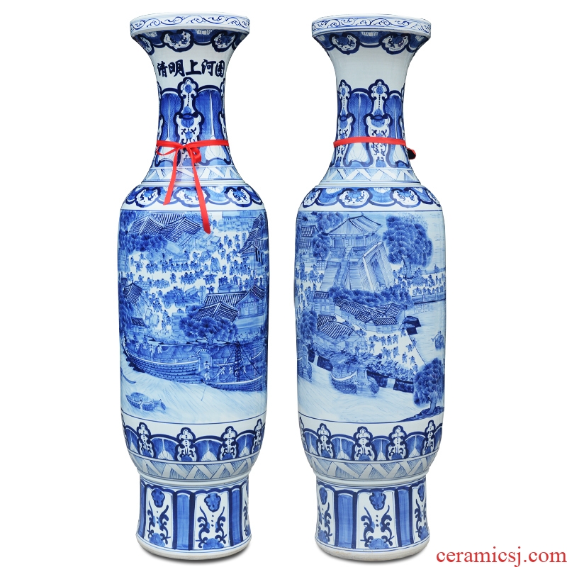 Jingdezhen ceramics hand - made dragon wear flowers blooming flowers large vase furnishing articles of I sitting room opening gifts - 532023737350