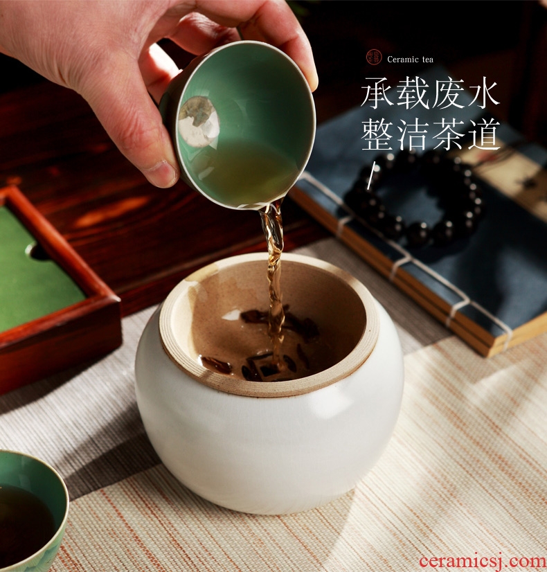 DH jingdezhen ceramic building hot water coarse pottery jar barrels of kung fu tea accessories in hot retro move cylinder