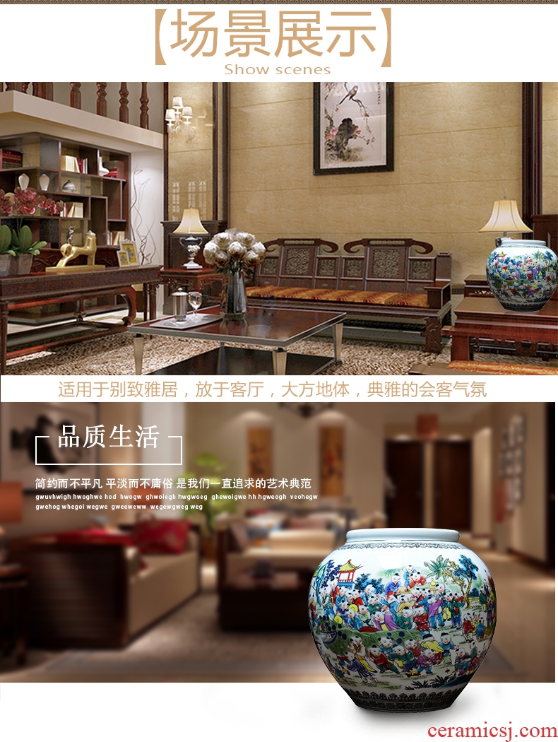 Jingdezhen ceramics hand - carved antique Chinese shadow blue glaze vase home furnishing articles large sitting room - 572498057078