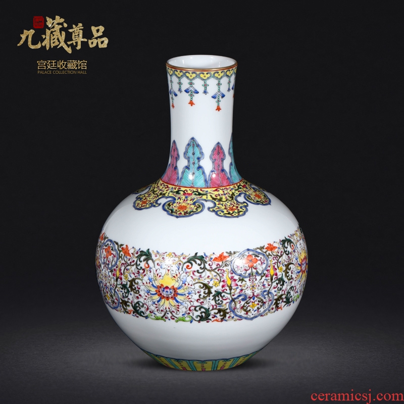 Jingdezhen antique hand-painted bound branch lotus tree porcelain enamel painted pottery porcelain vases decorative furnishing articles in the living room