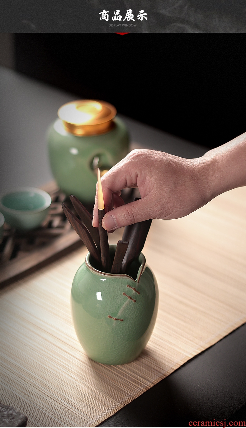 Celadon tea six gentleman with zero kung fu tea accessories teaspoons ChaGa tea black TanZhu longquan celadon ceramics filter