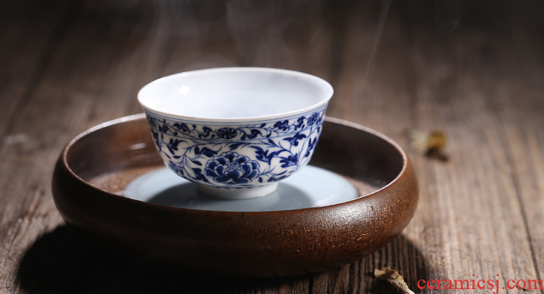 Jingdezhen ceramic sample tea cup high personal cup single cup white kung fu tea set small teacups hand - made porcelain masters cup