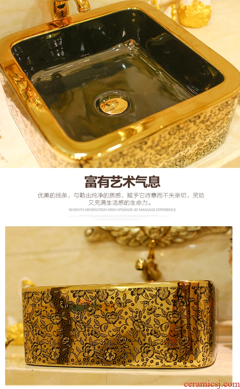 Post, neat square table bonsai, ceramic lavabo that defend bath lavatory basin art basin golden feather