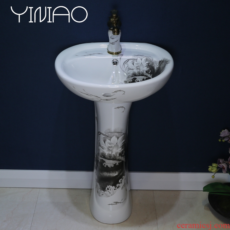 Pillar lavabo toilet basin basin ink lotus one Pillar type lavatory floor art ceramics