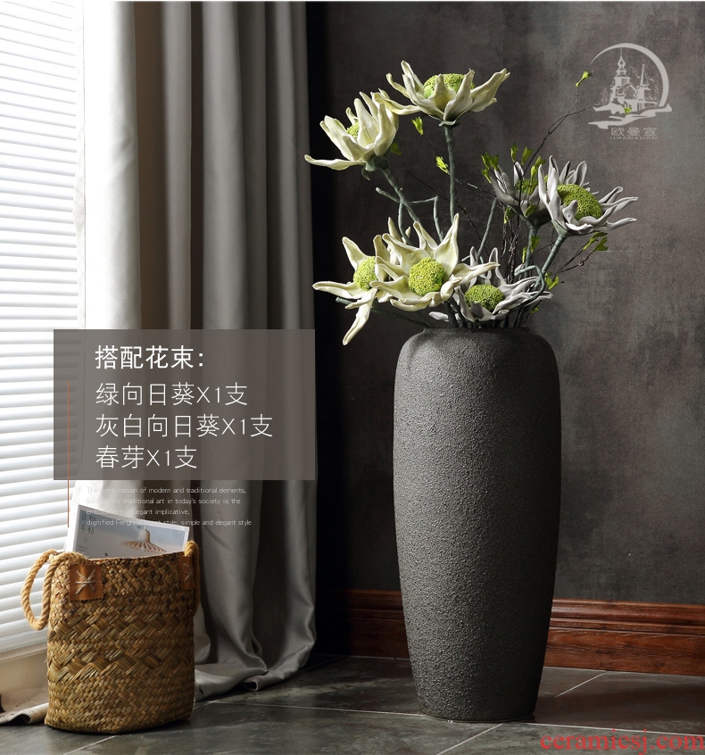 Jingdezhen ceramic floor vase modern European household soft adornment sitting room hotel villa place big vase - 568908795064