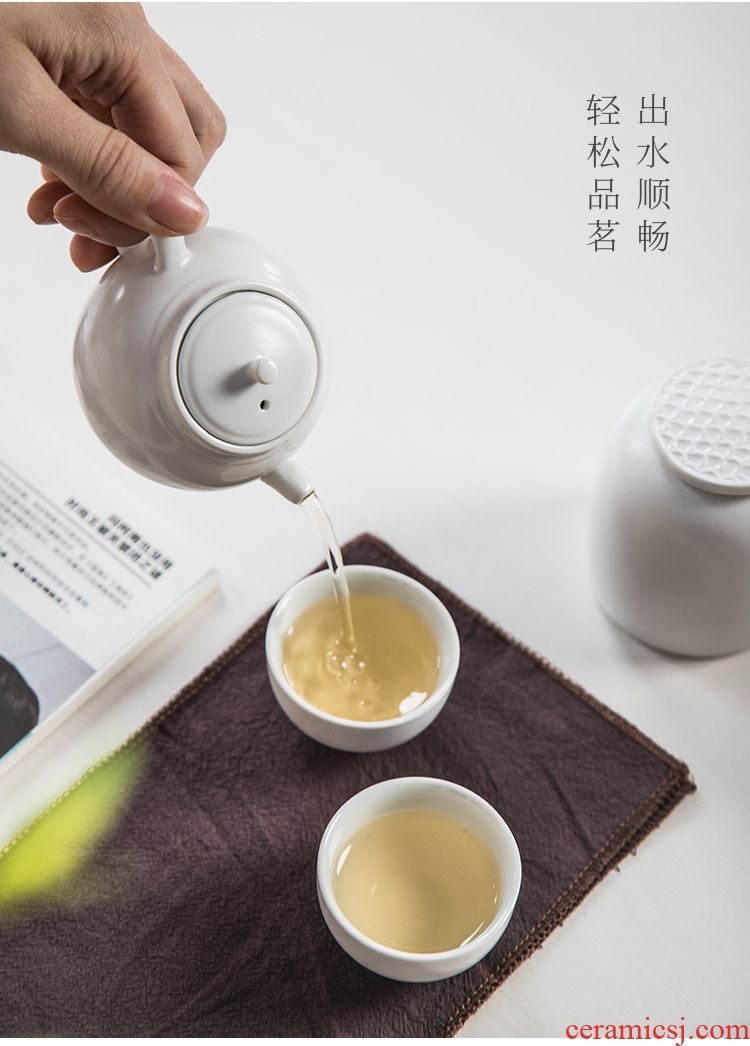 Travel Tang Xian kung fu tea set ceramic Japanese contemporary and contracted tea portable tea, a pot of two cups of black