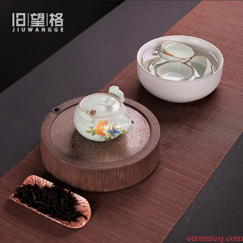 Old &, kung fu tea accessories large your up ceramic tea wash to wash your cup writing brush washer fruit basin hydroponic flower pot