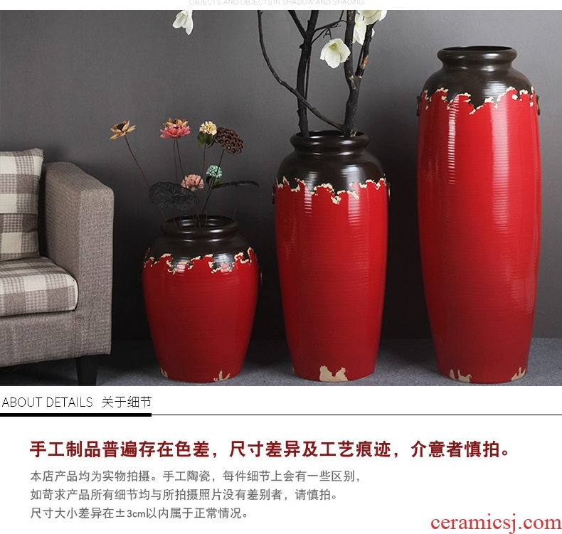Jingdezhen ceramic large vases, flower arranging dried flowers furnishing articles coarse pottery style restoring ancient ways the hotel villa living room decoration - 556498847697