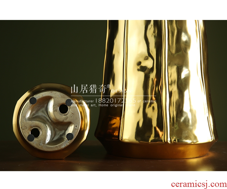 Jingdezhen ceramics beaming white vase vogue to live in high - grade gold straw handicraft furnishing articles - 569750214024