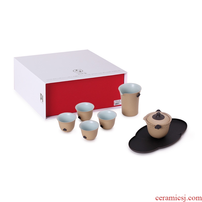 Million kilowatt/hall of ceramic tea set a complete set of kung fu tea set gift boxes with small tea tray tea art suit blue skies