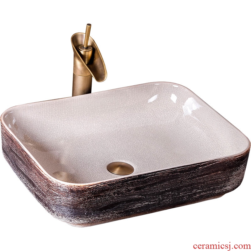 The stage basin of jingdezhen ceramic dish square Chinese style restoring ancient ways is creative art hotel toilet washs a face to wash your hands wash basin
