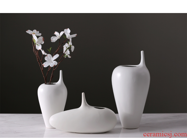 Jingdezhen ceramic vases, flower arrangement sitting room ground large dried flowers, white ceramic porcelain ornaments porch decoration - 535433449004