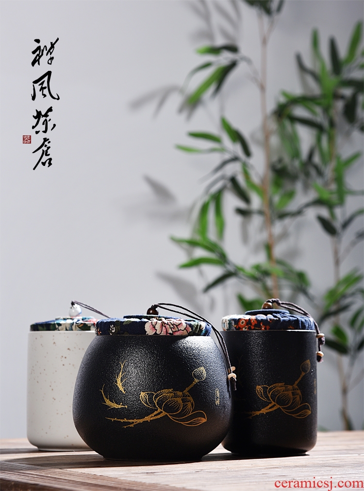 Quiet life black pottery tea pot seal pot of pu 'er tea green tea POTS white porcelain ceramic storage tanks