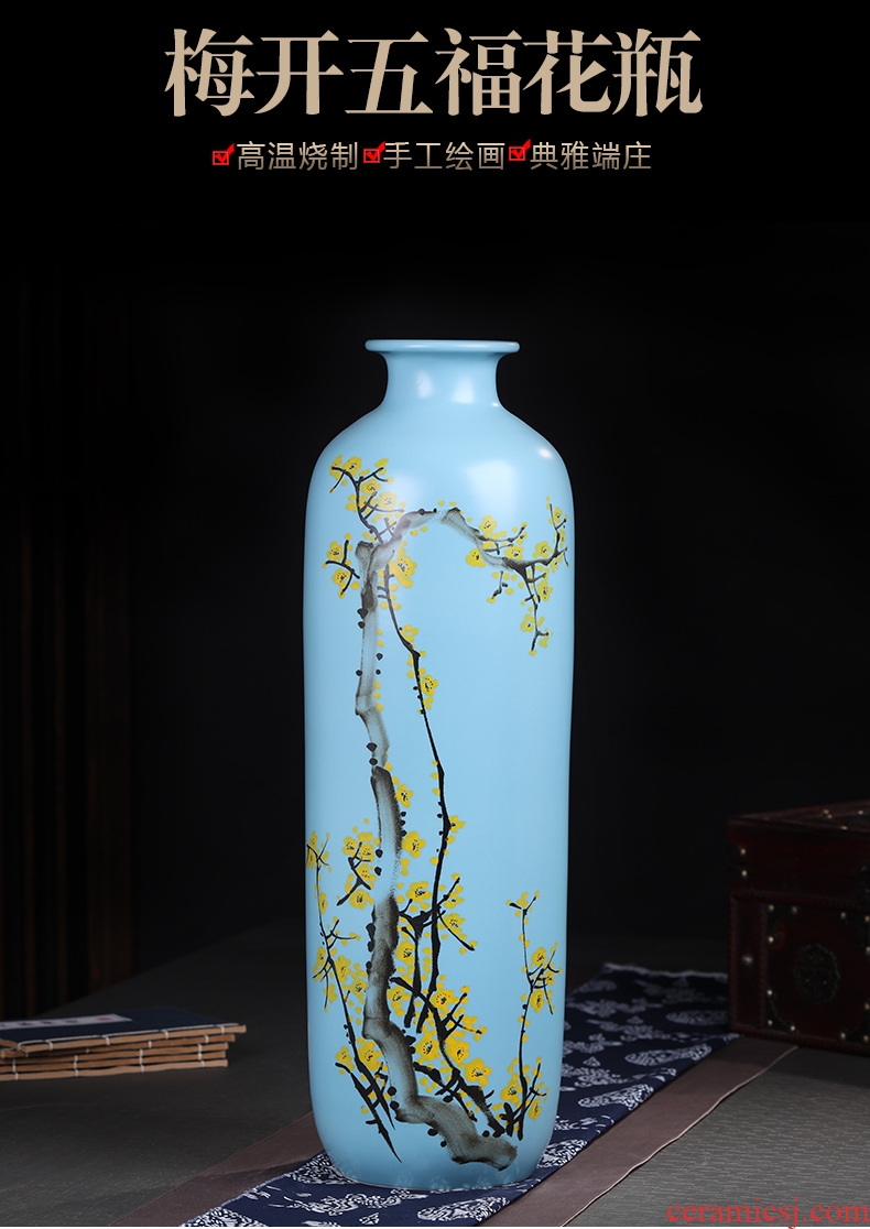 Jingdezhen ceramics maxim big yellow vase furnishing articles of Chinese style sitting room ground adornment housewarming gift - 552941854157