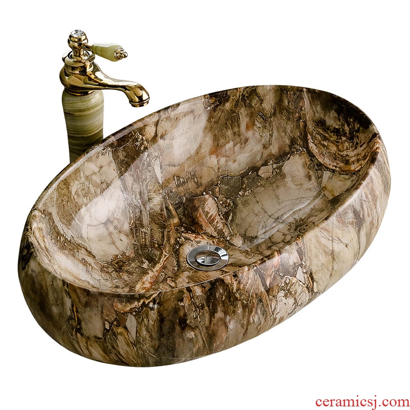 The stage basin oval sink imitation marble ceramic European household sanitary toilet toilet wash basin