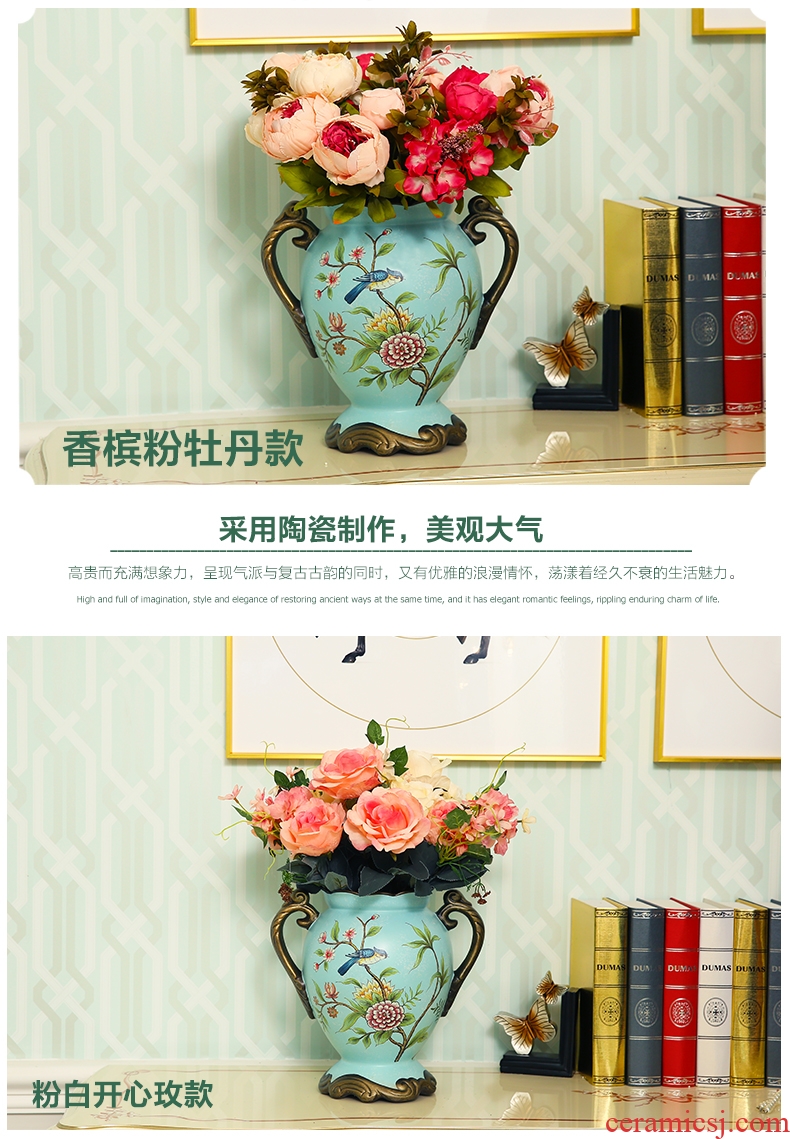 Be born big ceramic vase Chinese style restoring ancient ways furnishing articles sitting room hotel lobby up household soft adornment flower arranging device - 569011626042