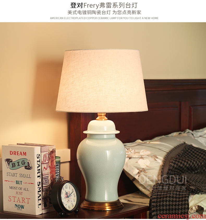 With large American sitting room of jingdezhen ceramic desk lamp bedside lamp is contracted and I bedroom mock up room desk lamp
