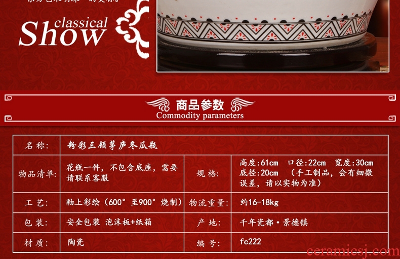 Jingdezhen ceramics of large vase large new Chinese style household flower arrangement sitting room adornment TV ark, furnishing articles - 43900280063