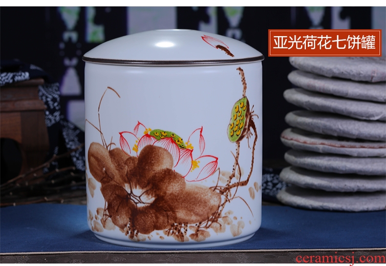 Jingdezhen ceramic large puer tea cake caddy fixings packaging box with puer tea cake tin POTS