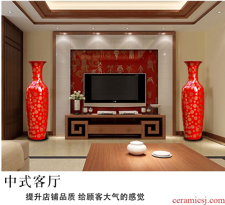 Jingdezhen ceramics famous hand - made enamel vase furnishing articles large sitting room porch decoration of Chinese style household - 528440553262