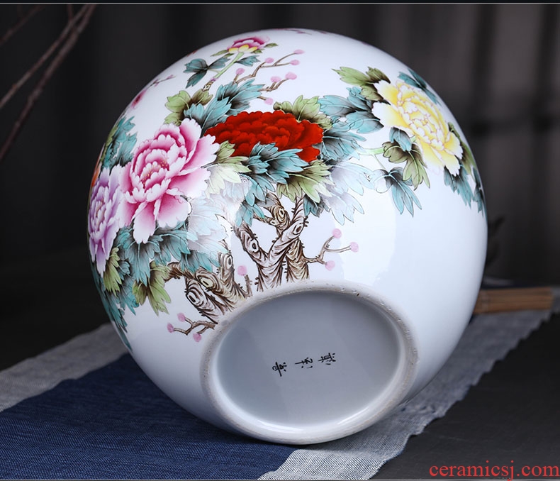 Chinese red large ceramic vase festive wedding pitcher hydroponic high water flower flower vase peony butterfly - 563564655619