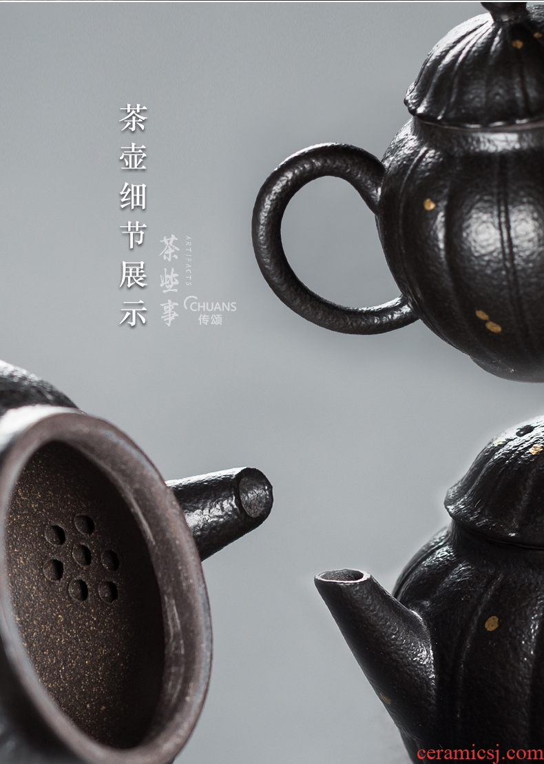 Famed creative coarse pottery kung fu tea set a complete set of restoring ancient ways of household ceramic teapot teacup tea tea ceremony