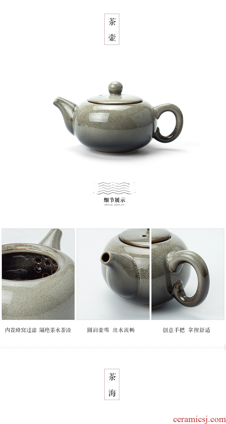 Ronkin Japanese ceramics kung fu tea set suit household contracted up teapot teacup I sitting room tea