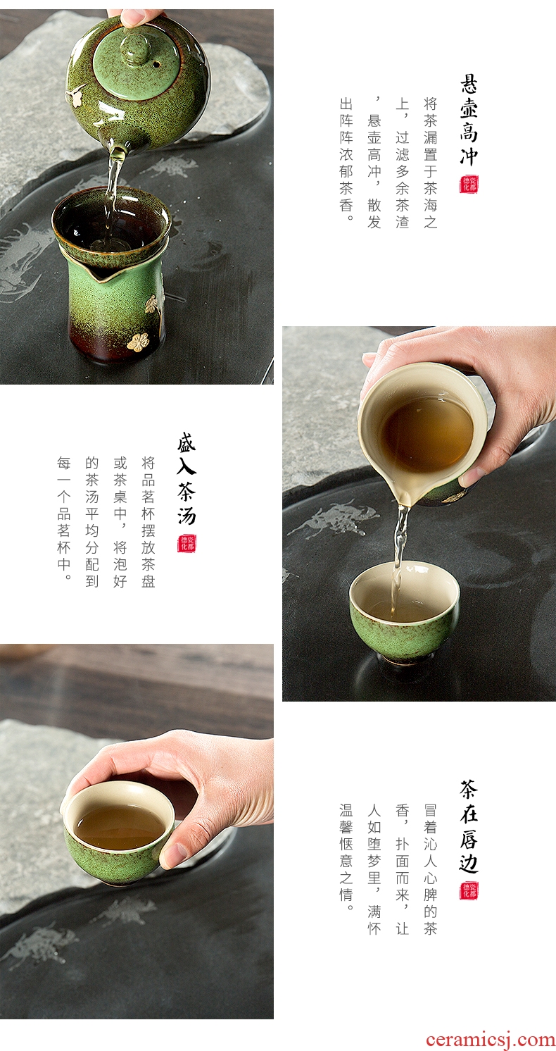 Ronkin Japanese kiln tea set suit household contracted tea tea set a complete set of ceramic teapot teacup 6 pack