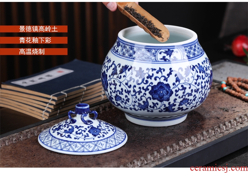 Jingdezhen ceramics in pu 'er tea pot of gift box packaging, receives seven loaves moistureproof general sealed jar of restoring ancient ways