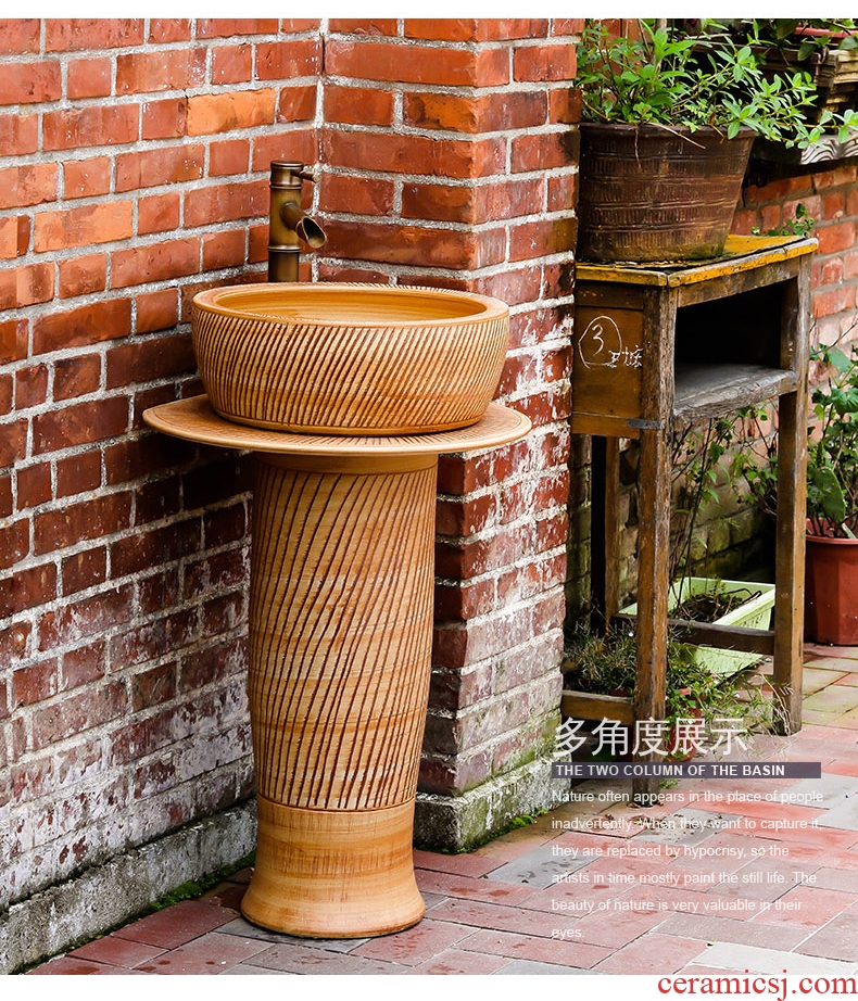 Lavabo pillar ceramic bathroom toilet outdoor balcony floor integrated basin basin of the pool that wash a face vertical column