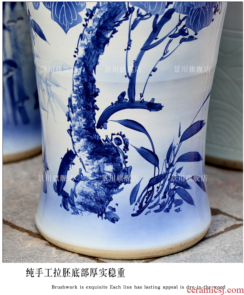 Jingdezhen ceramic hand - made splendid sunvo large blue and white porcelain vase home sitting room adornment is placed large - 544165221966