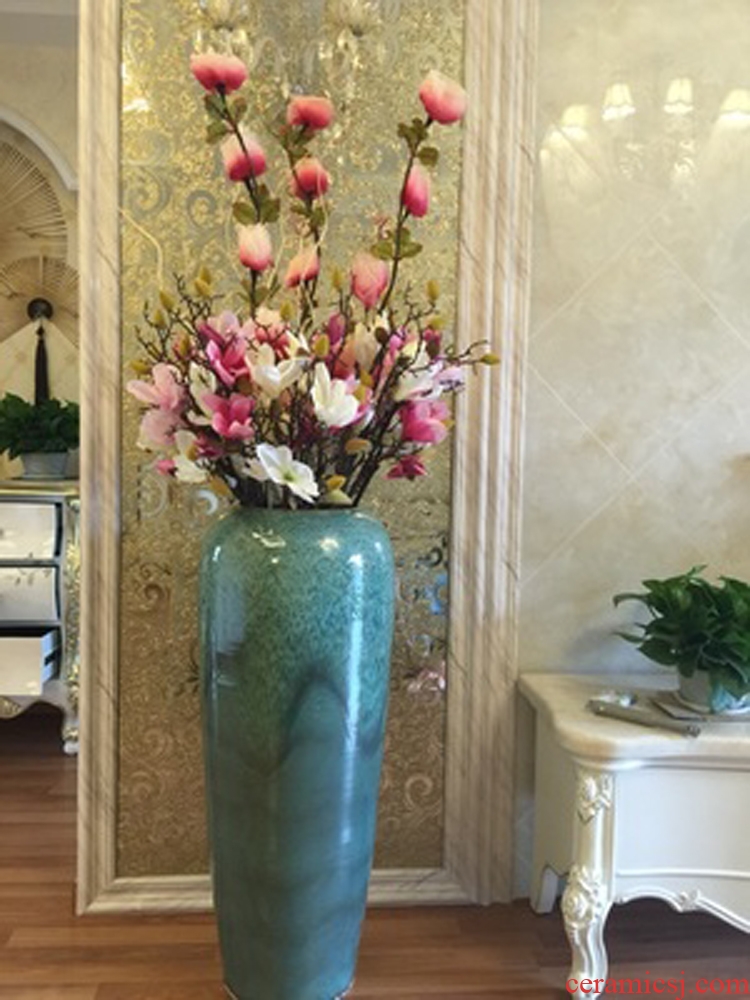 Jingdezhen large sapphire blue pottery and porcelain vases, flower arranging archaize sitting room of Chinese style household decorations TV ark, furnishing articles - 520763486334