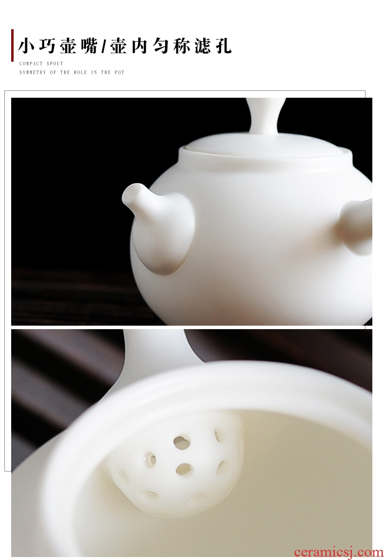 Bo yiu-chee biscuit firing suet jade teapot tea set suit household kung fu ceramic cups household small tea tray is contracted