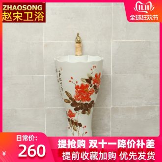 Zhao Song Jian European ceramic pillar lavabo household toilet one - piece type lavatory basin courtyard